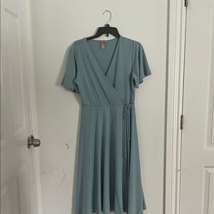 H&M Soft Blue Wrap Midi Dress